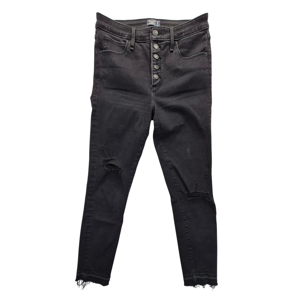 Abercrombie & Fitch Simone High Rise Ankle Jeans Womens 28 Black Button Fly